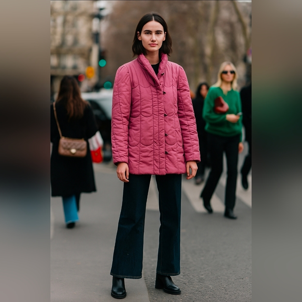 Mauve Quilted Retro Vintage Women's Coat